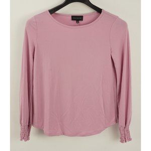 New PREMISE Women's Size S Long Smock Sleeve Round Neck Pink Jersey Top